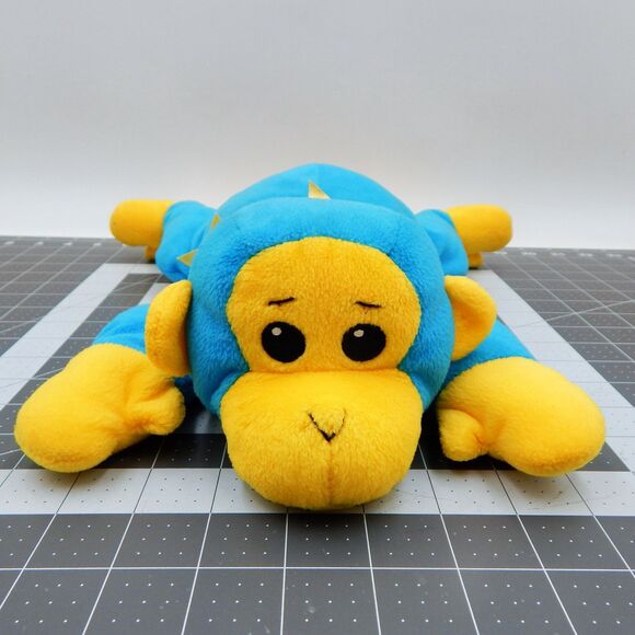 Ty Pillow Pals Swinger the Monkey Blue & Yellow Plush Stuffed Toy 1998 13 Inch - Picture 10 of 10